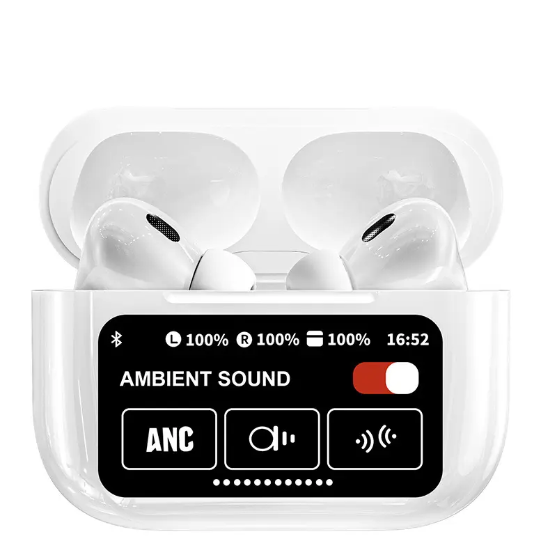 New A9 Pro Earbuds 2024 TWS In-Ear Earbuds ANC Wireless Earphones LED Touch Screen GPS Noise Cancelling LED Alarm Clock