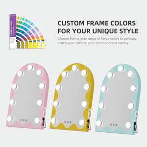 31x40 cm Illuminated Lighted Dual USB Charging Ports Type C Pink Tabletop <strong>Light</strong> <strong>up</strong> Led Arch Makeup <strong>Mirror</strong> With <strong>Lights</strong> - Product Image 3