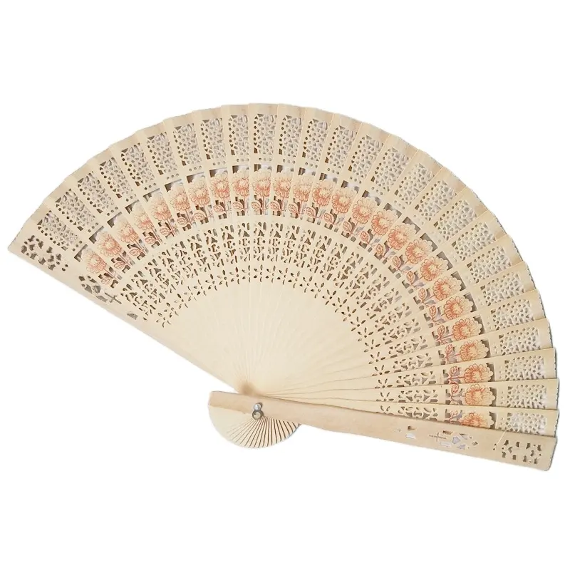 Eco-Friendly Traditional Wooden Hand Fans With Metal Rings Bamboo Fan for Personalized Gift Hand Folding Fans