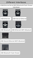Imprimante de reçus de point de vente thermique de bureau de 3 pouces Machine d'impression de numéros de tickets de 80mm Imprimante de bill sans fil Bluetooth 58mm avec déflecteur