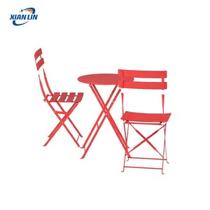 Set Bistrot Moderno Pieghevole in Ferro a 3 Pezzi, Tavolo e Sedie da Giardino per Balcone o Uso Caffè - Product Image 3