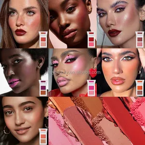 Sıcak satış 2 in 1 krem ve toz pembe allık özel logo mat krem allık yanak makyaj yüksek pigment krem allık