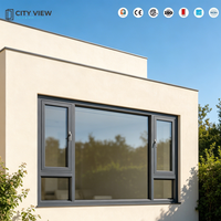 Ventanas Abatibles de Estilo Americano con Doble Vidrio de Seguridad, Marco Compuesto de Aluminio y Madera