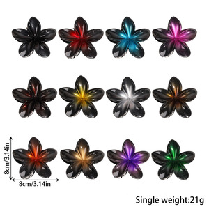 Venta al por mayor Simple pinza para el pelo Europeo Americano oscuro Plumeria huevo diseño Floral resina PC dulce fresco negro pinzas para el pelo Clip - Product Image 2