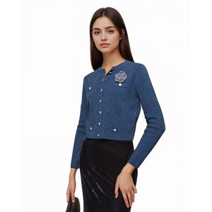 Cárdigans Elegantes de Lana Tejida para Mujer, OEM ODM, Proveedores de Ropa de Diseñador, Abrigos de <span class=keywords><strong>Manga</strong></span> <span class=keywords><strong>Larga</strong></span>, Suéteres Personalizados - Product Image 2