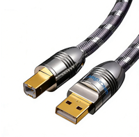 Câble audio décodeur USB Type-A Type-B, gaine en PVC, tressé, cuivre monocristallin 7N, plaqué argent, adaptateur mâle-mâle de qualité audiophile