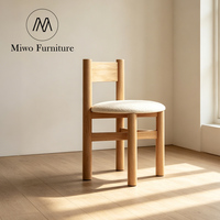 Chaise de salon moderne en bois massif de style français vintage, mobilier de restaurant moderne, chaise de salle à manger en tissu laine d'agneau Teddy