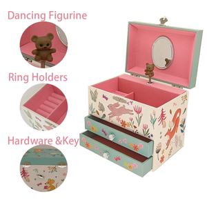 Boîte à bijoux musicale Jakos avec 2 tiroirs et un design d'animaux mignons - pour un cadeau pour l'anniversaire des filles, Noël et les fêtes - Product Image 2