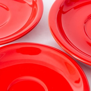 Tùy Chỉnh Màu Sắc Logo Gốm Màu Đỏ Cốc Cà Phê Và Chiếc Đĩa Bán Buôn Sứ <span class=keywords><strong>Red</strong></span> Tea Cup Với Chiếc Đĩa - Product Image 6