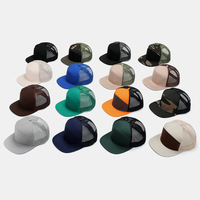 Gorra Trucker de Visera Plana, 7 Paneles, Malla Trasera, Sarga de Algodón, Ajustable con Cierre a Presión, para Exteriores, Personalizable, Venta al por Mayor