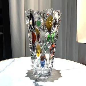 Vase en verre cristal fait main Vase de sol design art déco coloré pour mariage - Product Image 3