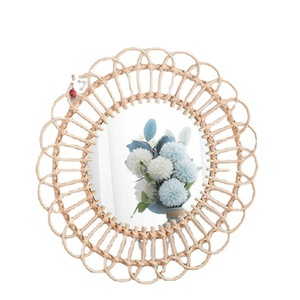 <b>Round</b> Woven Rattan <b>Wall</b> <b>Mirror</b> With Silver Lens For Bedroom Decorative Use - Product Image 2