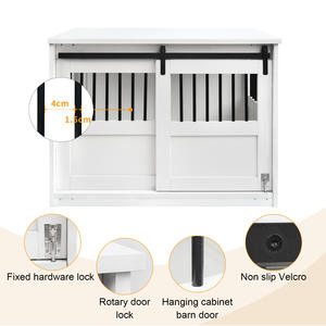 กรงสุนัขแบบแผงพร้อมประตูบานเลื่อน เฟอร์นิเจอร์สำหรับสัตว์เลี้ยง บ้านสุนัขสีขาว บ้านสุนัขในร่ม - Product Image 4