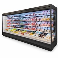 Vitrine Réfrigérée Verticale à Rideau d'Air, Multi-Niveaux, 48°C, Refroidissement par Ventilation Ambiante, LED, pour Supermarché et Magasin Commercial