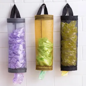 Wasch bare runde hängende faltbare Kunststoff hängende Müll Gabarge Tasche Mesh Holder
