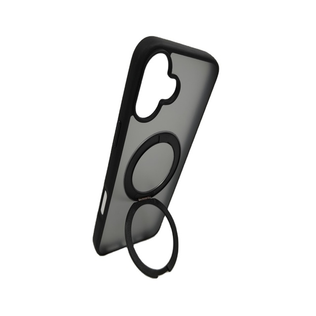 Magnetic Phone Case with 360° Rotatable Ring Stand, Shockproof Matte Cover for iPhone 16 15 14 Pro Max