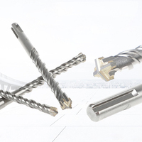 Foret SDS Plus pour marteau perforateur, à quatre cannelures, à pointe carbure, pour perçage de béton, de barres d'armature et de maçonnerie traversant les murs