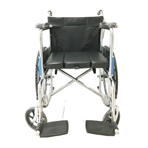 Medical <b>Folding</b> Lightweight Manual Wheelchair 24 Inch Wheel Steel Pipe Toilet <b>Commode</b> for Elderly Disabled - Product Image 1