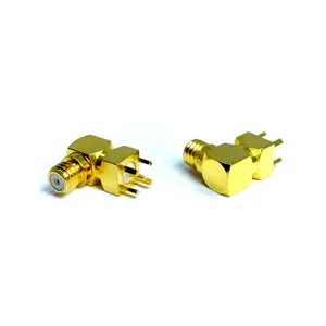RF konektörü 10-32 tipi kadın Jack RA 90 derece dirsek lehim PCB için RF koaksiyel kablo microdot ile altın