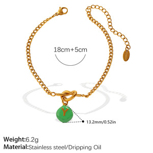 Pulsera de moda con nudo y dije de letra, chapada en oro de 18 quilates, de acero inoxidable para mujer - Product Image 6