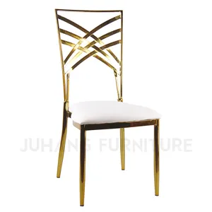 Высококачественный Сияющий Золотой хром роскошный свадебный стул Chiavari