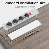 Multiprise de bureau intégrée avec 4 prises CA et 2 ports USB, protection par interrupteur pour table de conférence