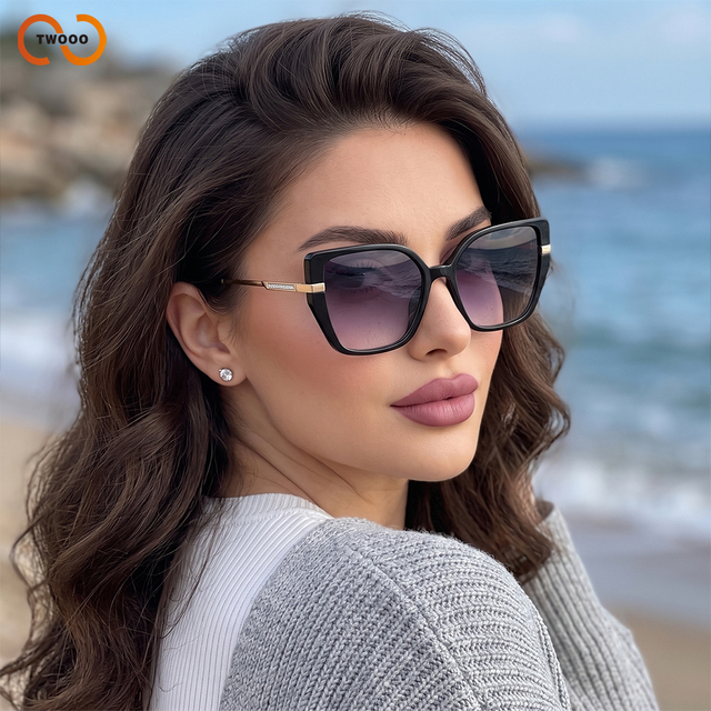 TWOOO T1869 Color Blocking Irregular Oversized Sunglasses Retro Personality Trendy Sun Protection New Style Glasses Wholesale