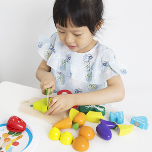 Juego de cortar frutas de madera con cuchillo y tabla para niños de 2 a 4 años, juguete unisex de simulación de comida de cocina - Product Image 5