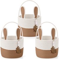 Panier de Pâques tressé en corde de coton avec poignée, vide, pour cadeaux, idéal pour la chasse aux œufs et les fournitures de fête, vente en gros