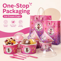 Gobelets à crème glacée personnalisés 3oz 5oz 8oz 12oz 16oz avec couvercles en dôme, gobelets en papier jetables pour les boutiques de crème glacée molle