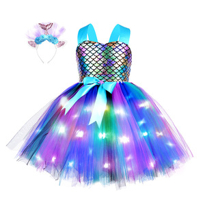 Set Gonna e Fascia per Capelli da Sirena Scintillante per Bambina, Costume da Principessa con Gonna a Palloncino per Feste e Festival DP010 - Product Image 6
