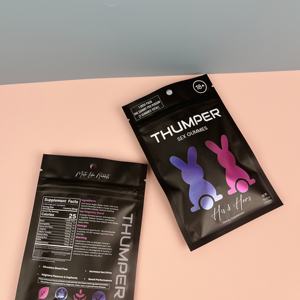 Yetişkinler için özel Logo kullanımlık plastik torbalar seks Gummies fermuar üst nem koku geçirmez delik baskılı çanta Gummies şekerler için - Product Image 3
