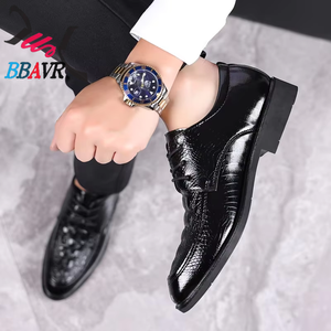 Chaussures en cuir véritable pour hommes, style bureau et carrière, à enfiler, avec semelle intermédiaire en EVA, antidérapantes, respirantes, bout rond - Product Image 4