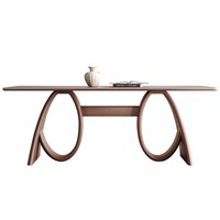 Table à manger en bois massif de style nordique, meubles de maison assemblés, plateau en ardoise, design moderne pour petit appartement