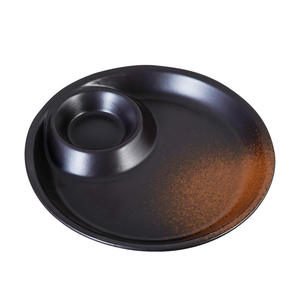 Assiette à compartiments en céramique émaillée de style japonais, 10 pouces, en porcelaine, ronde, pour raviolis et sushis, pour restaurant - Product Image 6