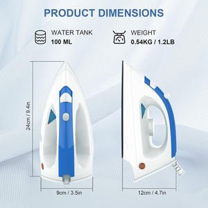 Fer à repasser professionnel 1200W, puissant, pour vêtements, défroisseur de voyage portable, petit fer à sec - Product Image 4