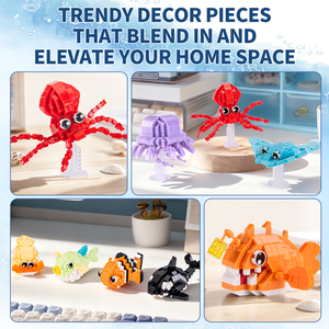 Ensemble d'animaux marins, blocs de <span class=keywords><strong>construction</strong></span> de créatures marines, briques de vie marine, 12 styles, modèle de <span class=keywords><strong>construction</strong></span> DIY pour enfants, cadeau d'été - Product Image 5