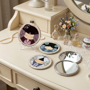 Vintage Cartoon <b>Compact</b> <b>Mirror</b> Single Sided Hd Makeup <b>Mirror</b> Elegant Art Design Portable Pocket <b>Mirror</b> For Women Girls - Product Image 6