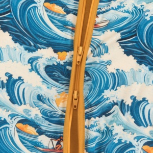 Combinaison pour bébé garçon Miozing Summer Beach Wave Print Bamboo - Douce, respirante, écologique, fermeture éclair bidirectionnelle, en stock - Product Image 4