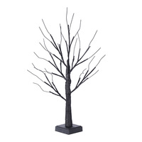 Halloween-Baumbeleuchtung mit Lila LED-Lichtern Gruseliger Schwarzer Astbaum mit Spinnen- und Fledermaus-Ornamenten für Heim-Kamin-Party-Dekoration