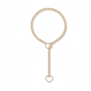 ハートモチーフ ラリアット ネックレス Oリング スライドチェーン ステンレス製 ヒップホップ パンク ロック スタイル - Product Image 6