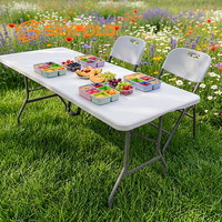 Table pliante d'extérieur portable, table ronde en plastique blanche de 6 pieds et chaises pliantes pour événements et fêtes, mesas plegables para eventos