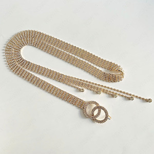 REWIN แฟชั่นผู้หญิงประกาย Rhinestone ร่างกายโซ่เข็มขัดคู่ O-แหวนเข็มขัดคริสตัลเข็มขัดเอวด้วยพู่ Shinny - Product Image 4