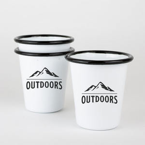 10oz 16oz rojo amarillo verde V forma Hotel vajilla <span class=keywords><strong>cerveza</strong></span> café pintado a mano logotipo personalizado vasos esmaltados con borde negro - Product Image 5