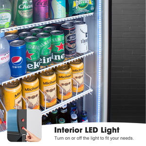 Refrigerador Vertical Comercial con Puerta de Vidrio para Bebidas, Refrigerador con Ventilador, Capacidad de 900L, Congelador Inferior - Product Image 6