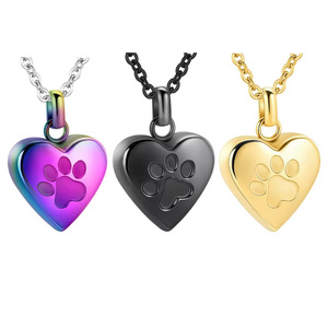 Kalung Titanium Steel Baru yang Dapat Dibuka, Kalung Kenangan Jejak Kaki untuk Kucing, Anjing, Hewan Peliharaan, Wadah Kremasi, Liontin Jejak Kaki Hewan - Product Image 1