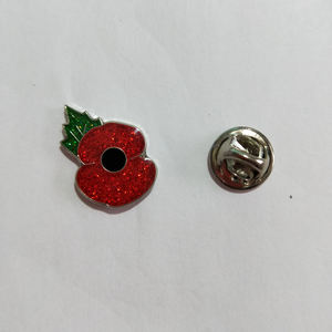 เข็มกลัดดอกป๊อปปี้สีแดงประดับกลิตเตอร์และคริสตัลสำหรับวันที่ระลึก - Product Image 2