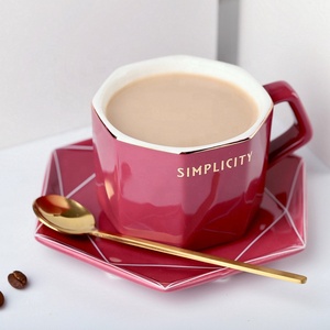 Wholesale Nordic Creative Geometry Pattern Porcelain Tea <b>Cups</b> Ceramic <b>Cup</b> and Saucers - Product Image 5