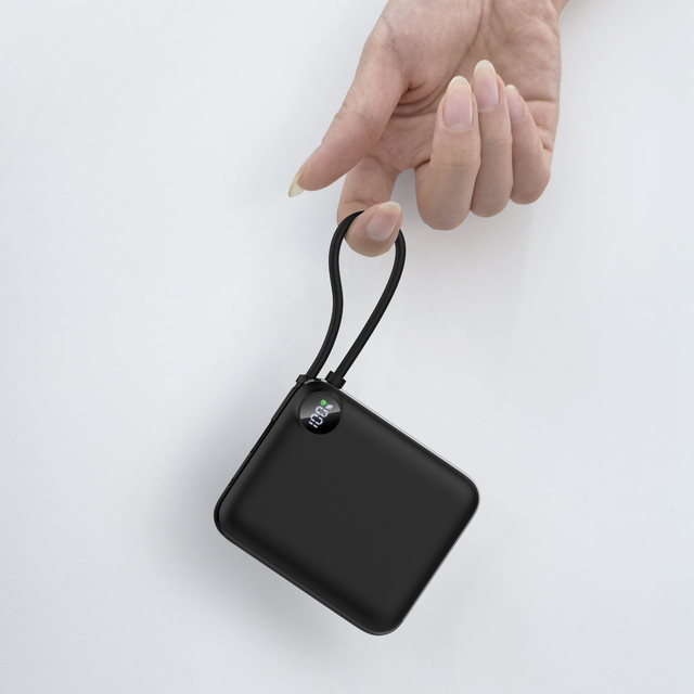Ultra Mini 10000mah Power Bank with Built in Quick Charge Cable,new 10000mah Power Bank with Mini Size