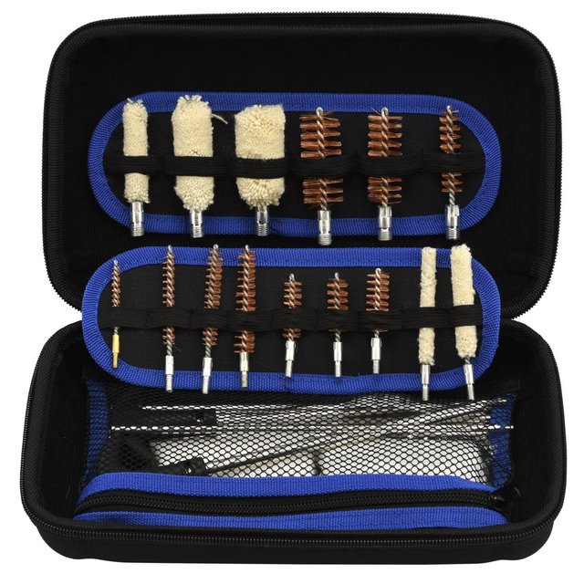 Universal Gun Cleaning Kit 9mm .38 .22 .40 .45 Caliber for Hunting Shooting With Bronze Bore Brush & Brass Jag Oil Bottle